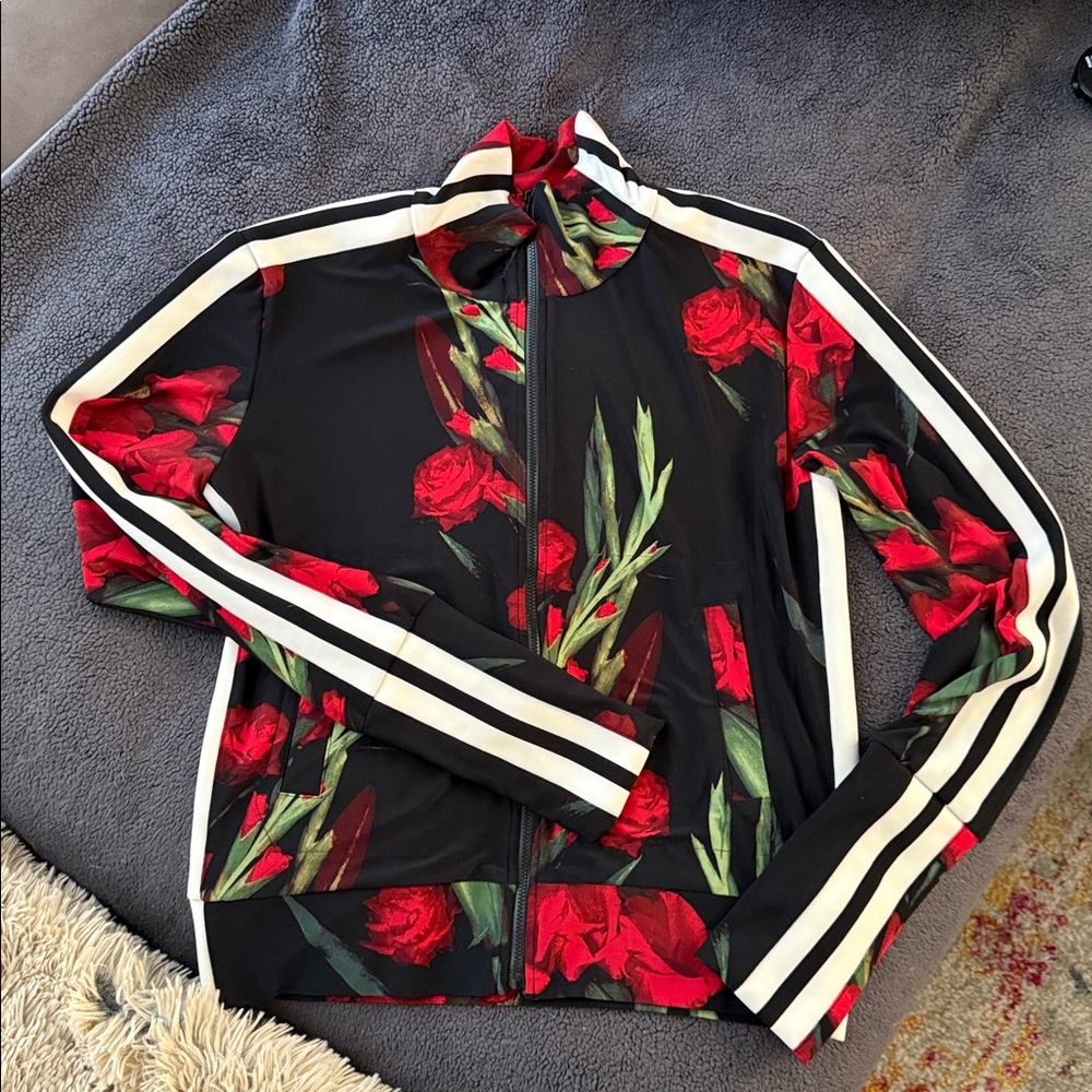 Norma Kamali Floral Jacket with Red and Green Accents